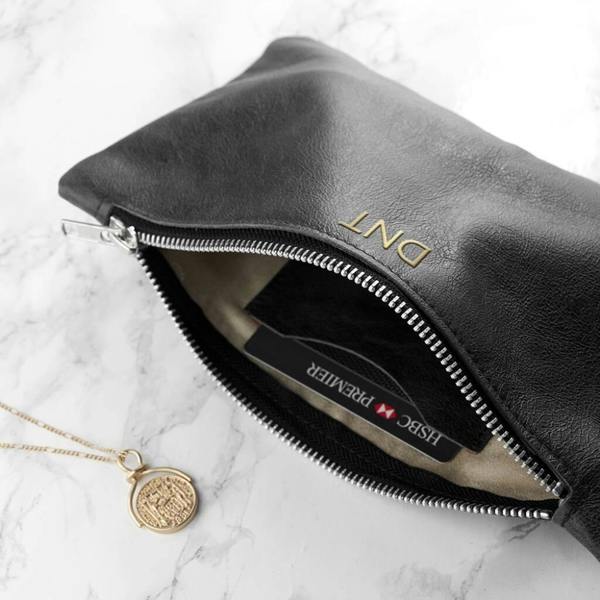 Monogrammed Leather Clutch Bag - alternative angle