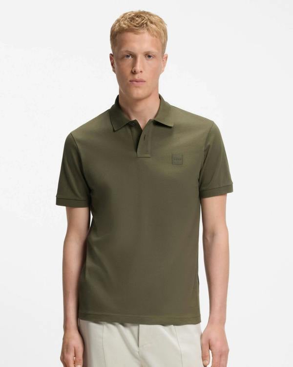 BOSS Orange Passenger Mens Stretch-Cotton Slim-Fit Polo Shirt with Logo Patch - Bright Green 325