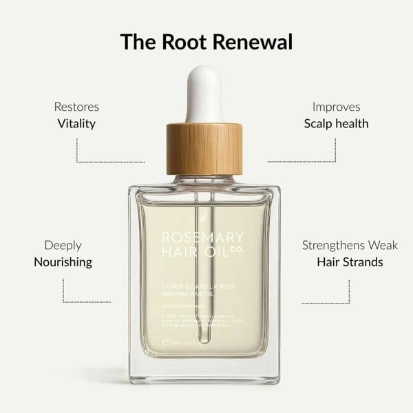 Lightweight castor and camellia hair oil designed to strengthen roots and support longer hair