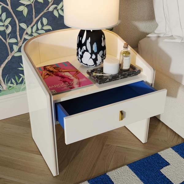 Furniture Edit Collins Cream Lacquer Nightstand