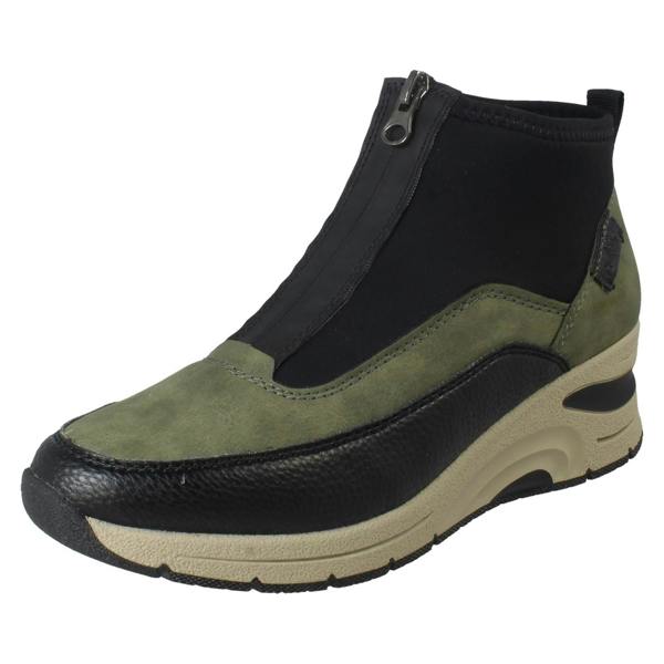 Rieker Ladies Rieker Wedge Heel Casual Front Zip Trainer Boots N9362