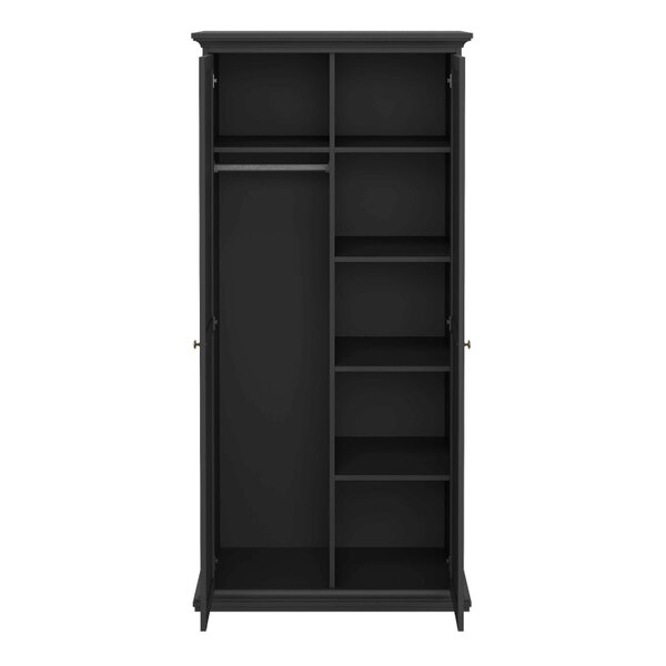 Wyld Haus Osaka Farmhouse Dark Grey Wooden Wardrobe 2 Doors
