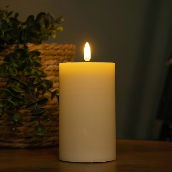Samuel Alexander Set of 3 Cream Wax Melted Pool Effect Candles with Timer Function and Warm White LEDs