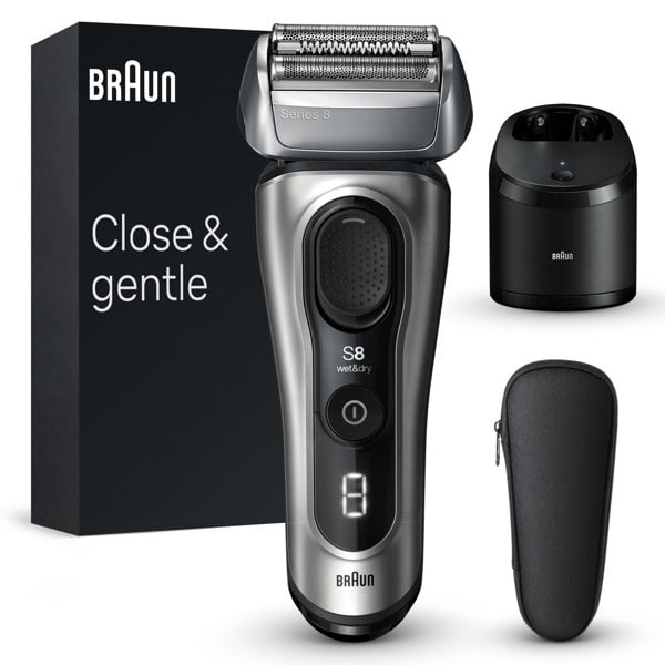 Braun Series 8 Electric Shaver, SmartCare Center, Wet & Dry Electric Razor, 8567cc - Silver