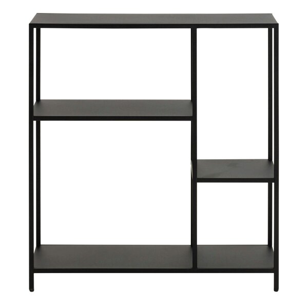 Wyld Haus Graz Matt Black Metal Asymmetrical Bookcase 3 Shelves
