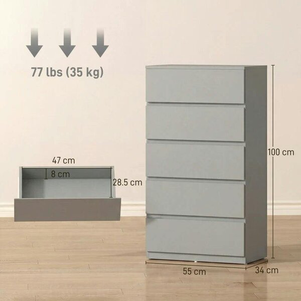 Chest of Drawers, 5-Drawer Storage Cabinets, Modern Dresser, Storage Drawer Unit for Bedroom