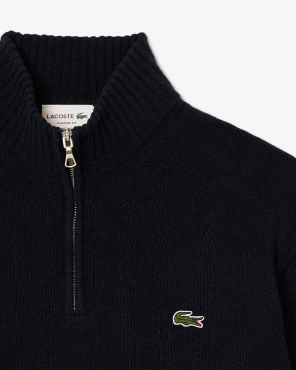 Lacoste Half - Zip Mens Merino Sweatshirt - Navy Blue 166 | CHO | Designer Mens Half Zip Sweatshirts