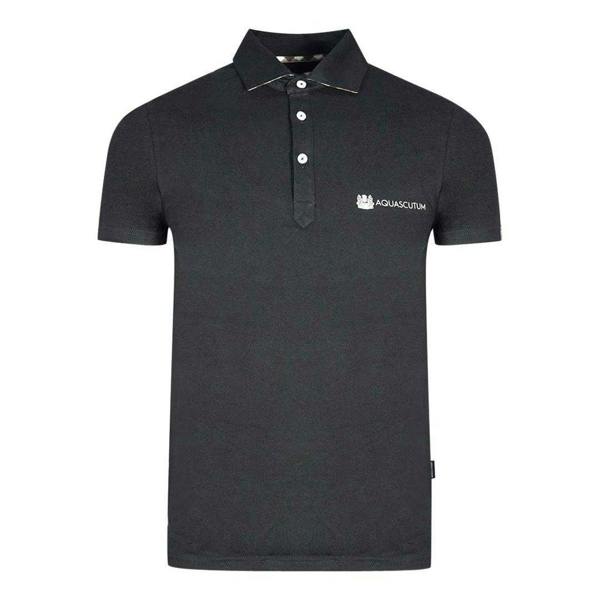 Aquascutum Unisex Adult Aldis Block Logo Polo Shirt - Black - 