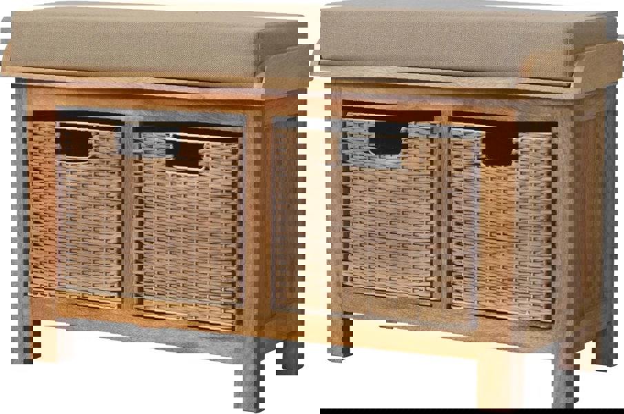 Artisan Furniture Rattan Basket Linen Bench