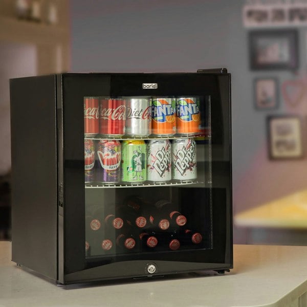 50L Tabletop Beer & Drinks Mini Fridge - 64x 330ml Cans Worktop Cooler BLACK - LoopsDirect