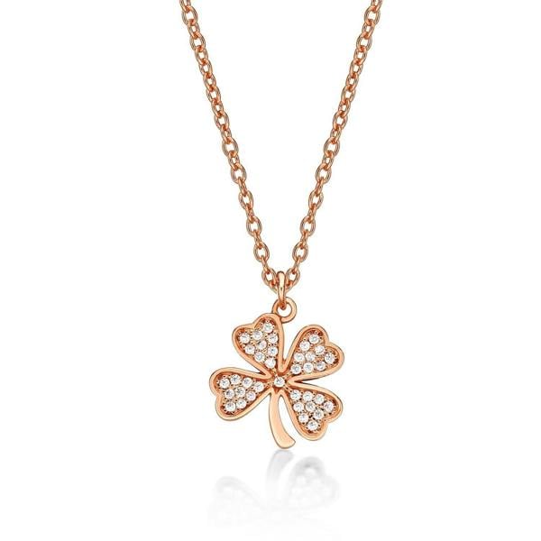 namana Rose gold Plated 925 Sterling Silver 4 Leaf Clover Pendant Necklace for Women