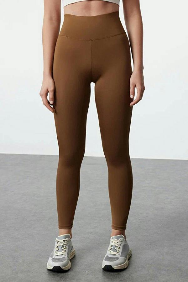 WOVCOR Extra-Compensating Knit Sports Leggings with Wide Waist Elastic