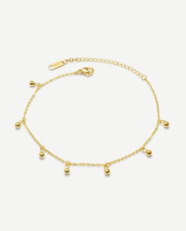 Elk & Bloom Tiny 14K Gold Beaded Drop Satellite Anklet