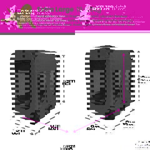 Pretty Pooch Foldable Soft Dog Crate Pet Travel Kennel X Large with Steel Frame & 600D Oxford Fabric Washable Bed & Pop Up Bowl