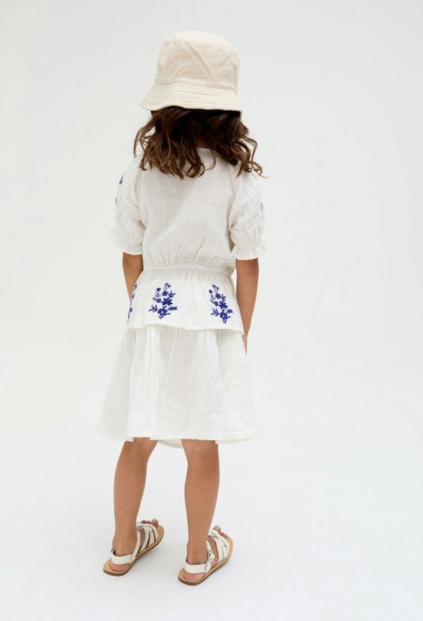 Kids Ally Embroidered peplum cotton blouse In White - image 5