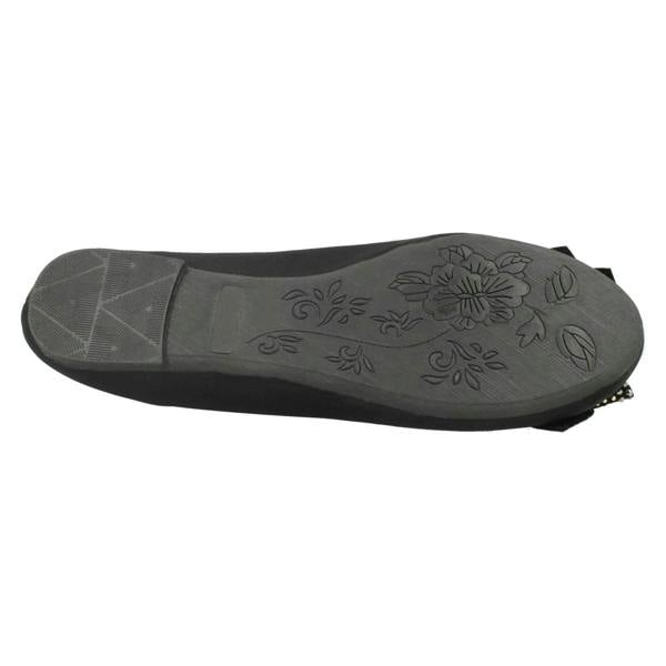 Spot On Ladies Spot On Bow Trim Black Ballerinas F80326