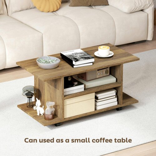 Wyld Haus Avavello 80cm Walnut Finish Mobile TV Storage Unit With Shelves And Bookcase Style