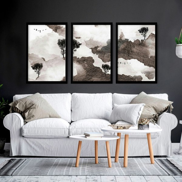 Living room pictures for the walls | set of 3 art prints