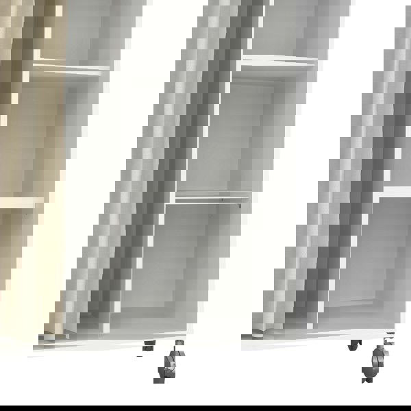 Furniture To Go Uppsala Open Mobile Wardrobe Unit in White with a Beige Textile Curtain on Wheels