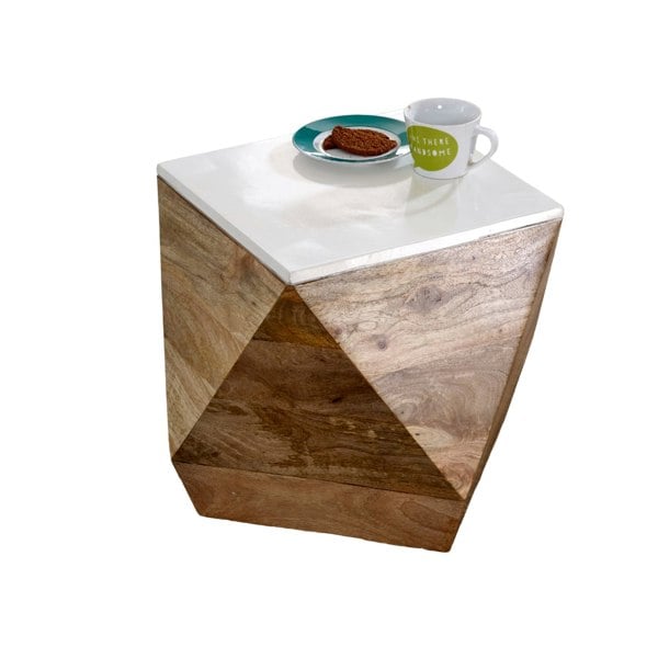IH Design Milano Solid Mango Wood White Side Table
