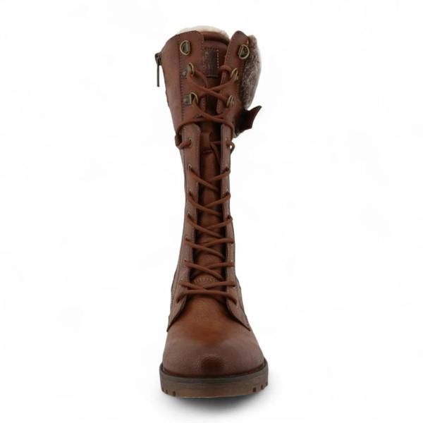 Women's Brown Mid-Calf Faux Fur Winter Combat Boots-TruClothing