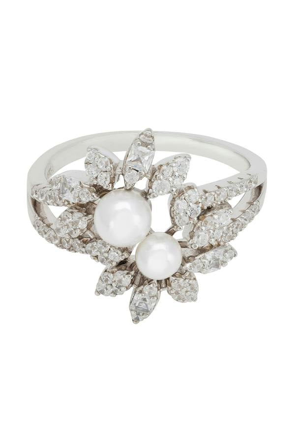 Latelita Marquise Cocktail Ring Pearl Silver