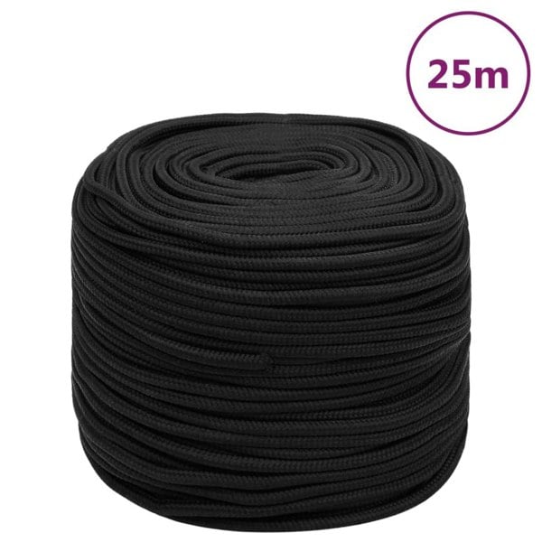 Berkfield Boat Rope Full Black 8 mm 25 m Polypropylene