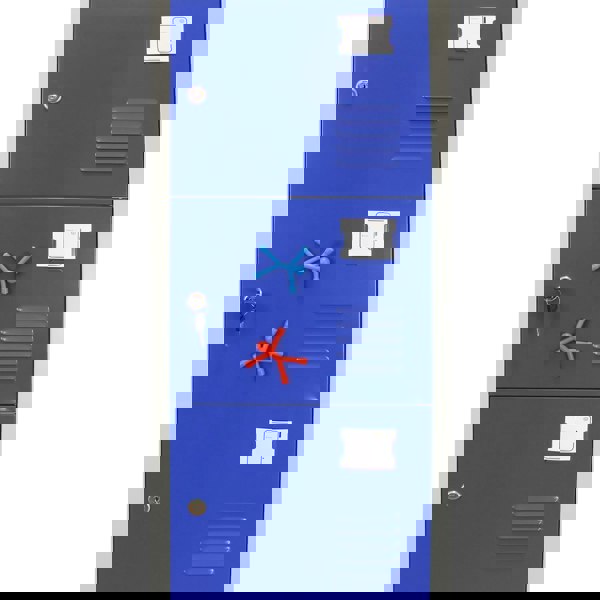 Monstershop Metal Storage Lockers - Six Doors, Flatpacked, Blue