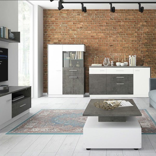 Furniture To Go Zingaro 2 door 2 drawer 1 compartment sideboard in Grey and White