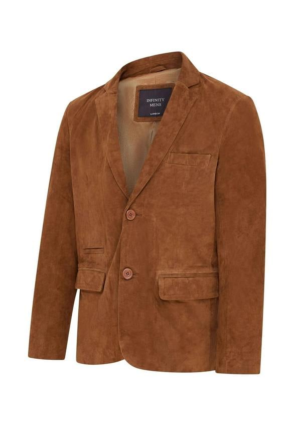 Infinity Leather Mens Slim Goat Suede Italian Blazer Jacket-Somero