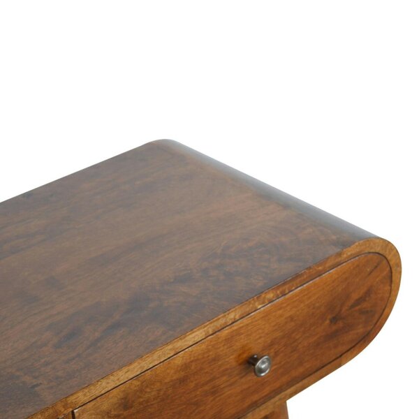 Wyld Haus Como Chestnut Mango Wood OvalcConsole Table 2 Drawers