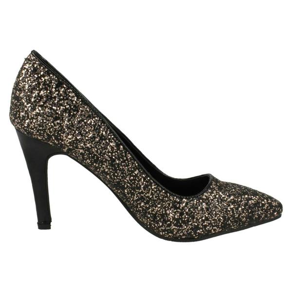 Anne Michelle Ladies Anne Michelle Pointed Toe Glittery Court Shoes