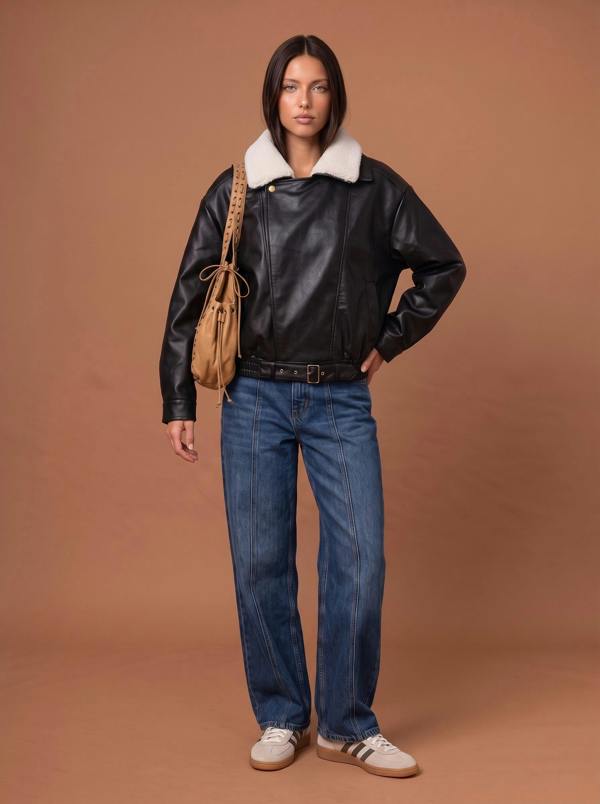 Urban Bliss Borg Pu Bomber Jacket
