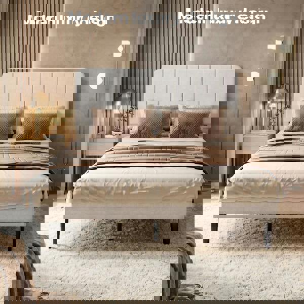 Levede Double Bed Frame Upholstered Platform Bedframe Adjustable Headboard