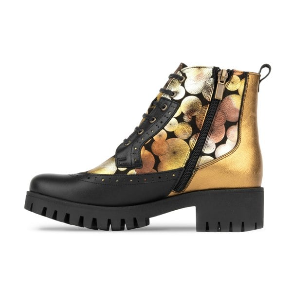 Embassy London Milliner Platform - Gold - Women's leather chunky platform ankle boot with wool lining