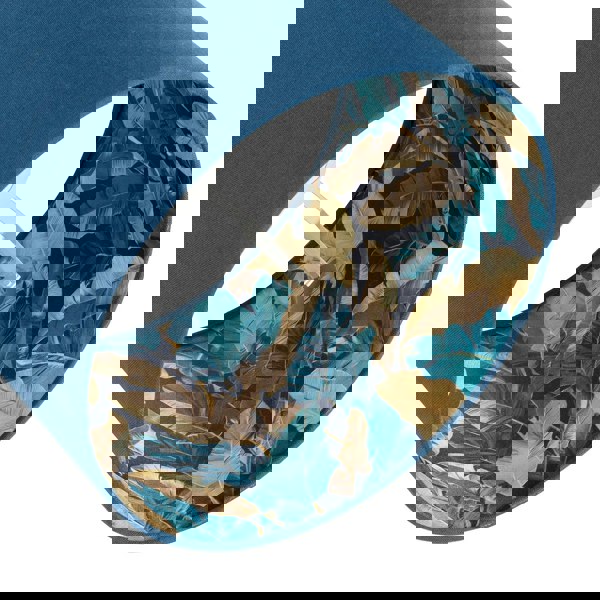 Modern Midnight Blue Linen Lamp Shade with Leaf Floral Pattern Lining Image 5