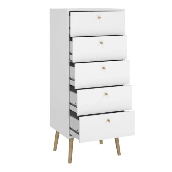 Wyld Haus Quietbloom White Wooden Storage Chest 5 Drawers