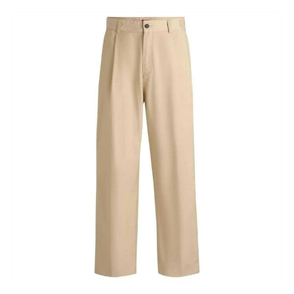 Hugo Mens Relaxed Fit Trousers - Beige - 