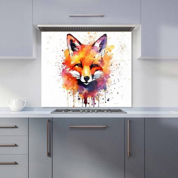 Warren Reed - Designer Watercolour Splashart Fox Face Kitchen Splashback