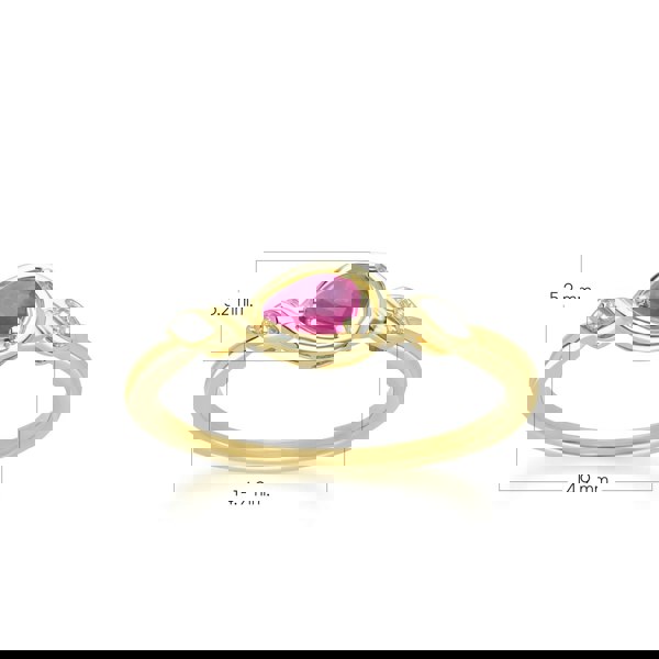 Gemondo Classic Pear Ruby & Diamond Ring In 9ct Yellow Gold