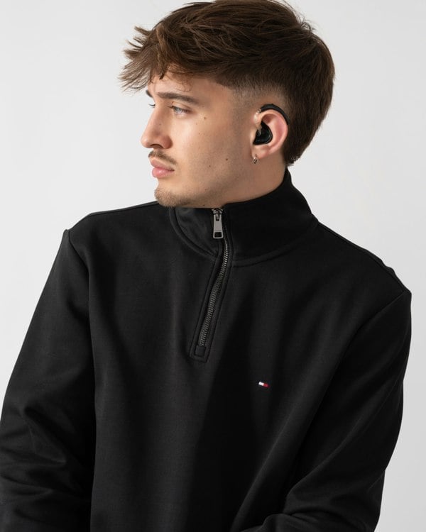 Tommy Hilfiger Essential Intechno Mens Half Zip Sweatshirt - Black