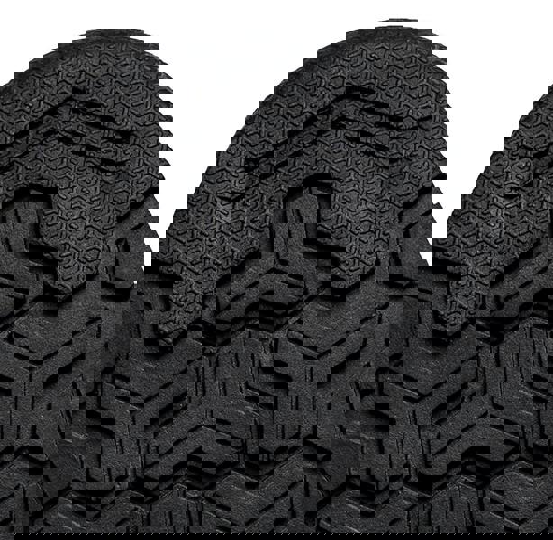 TOWORKFOR Super Set Mens/Womens Composite S1P Safety Trainers, close-up image of the non-slip black rubber sole with textured pattern and reinforced heel for safety and durability.