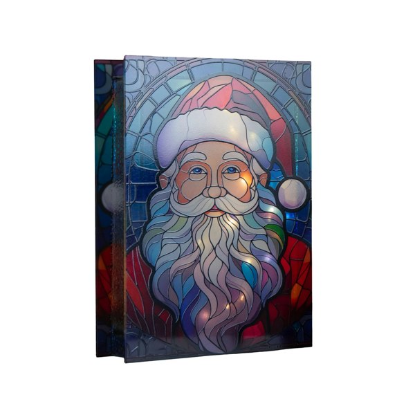 Samuel Alexander 28cm Battery Powered Light up Glass Christmas Decoration with Santa & Warm White LEDs