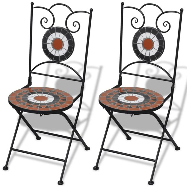 Berkfield Folding Bistro Chairs 2 pcs Ceramic Terracotta and White