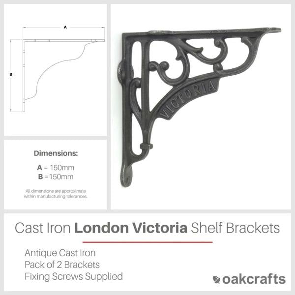 Pair of Antique Cast Iron London Victoria Shelf Brackets