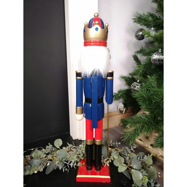 Samuel Alexander 60cm Traditional Wooden Christmas Nutcracker Soldier Decoration with Blue Body