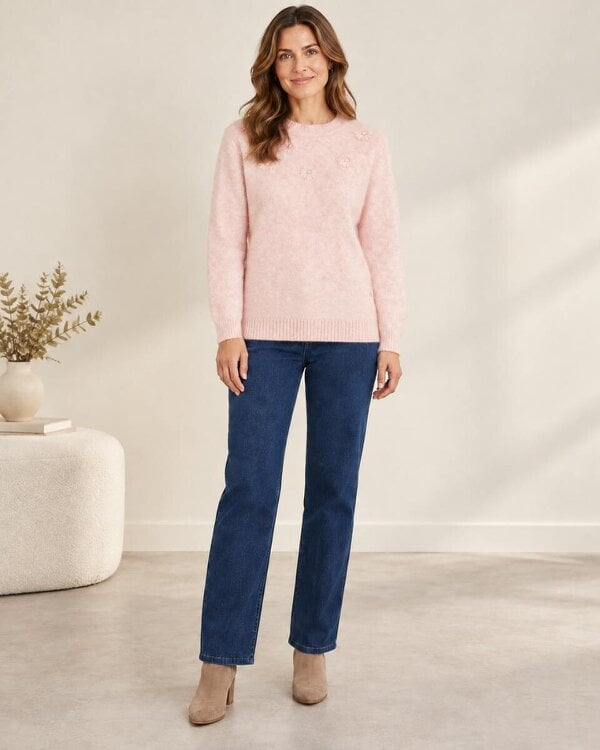VIZ-A-VIZ Floral Embroidery  Jumper