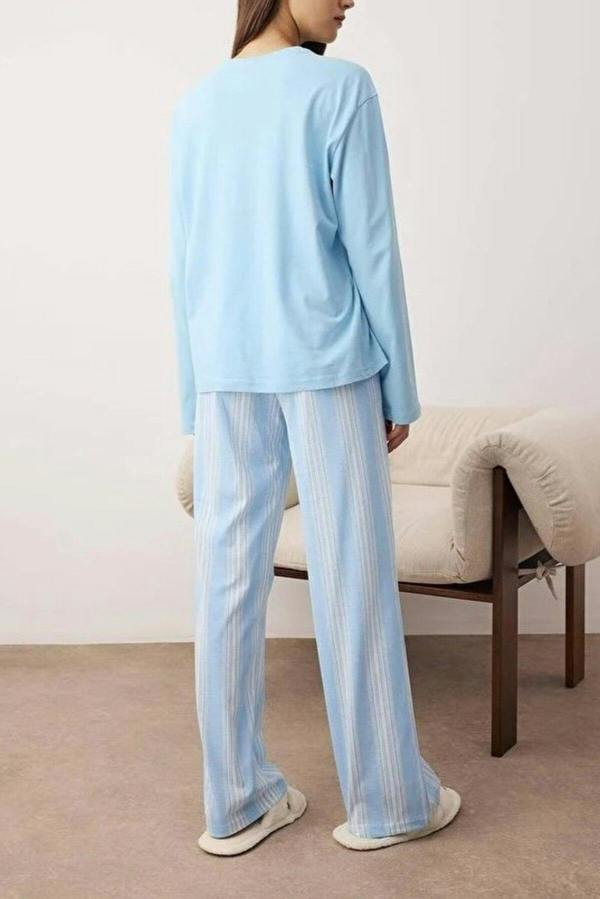 WOVCOR 2-Piece Cotton Striped Knit Pajama Set