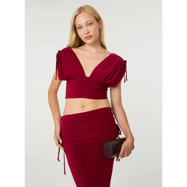 Pink Vanilla Ruched Shoulder Crop Top