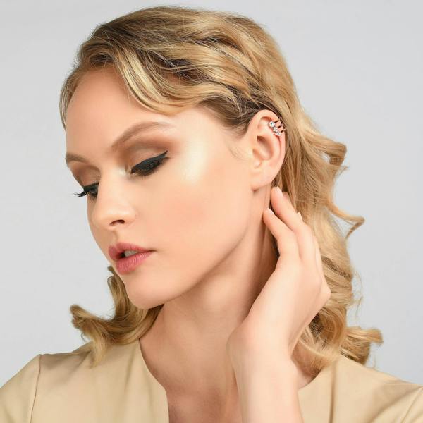 Rose Gold Cuff Earring set with Cubic Zirconia - namana.london